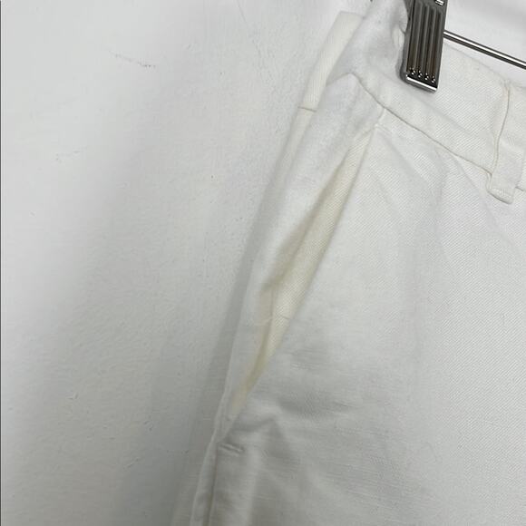 J Crew Linen Blend 2 Pocket  White Scalloped Hem Mid Rise Women's 4 Shorts NWT - Picture 4 of 9